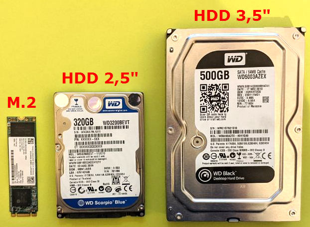 hdd 2,5" 3,5" ssd m.2