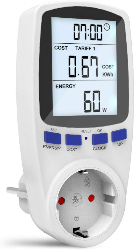 Medidor de wattios y consumo eléctrico con enchufe