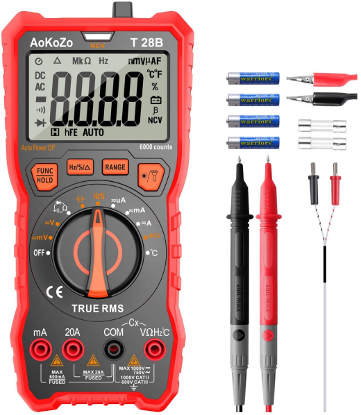 Tester Electricista sin Contacto,Polimetro para Medir  Continuidad,Multimetro Digital Profesional,Multímetro Digital,Línea de  prueba con