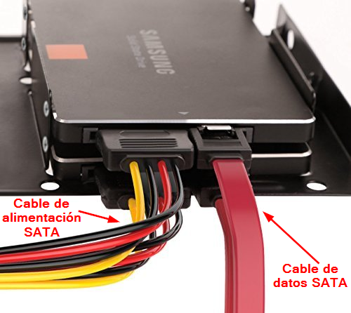 cables conectados a ssd sata