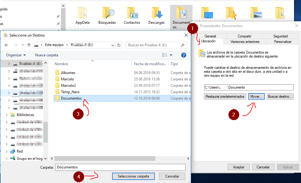 windows mover carpetas usuario