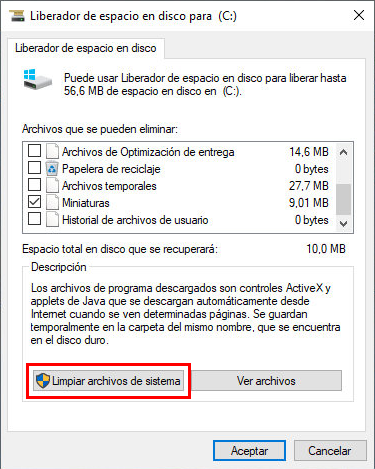 windows liberar espacio disco